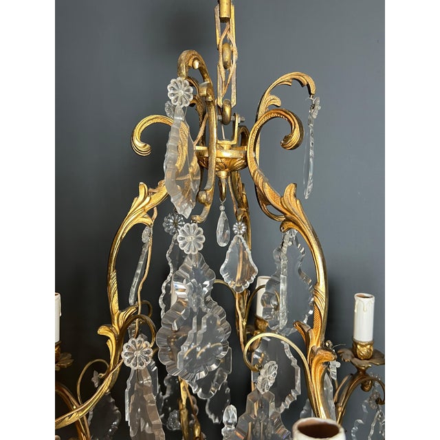 1900s Louis XV style crystal and bronze chandelier For Sale - Image 6 of 12