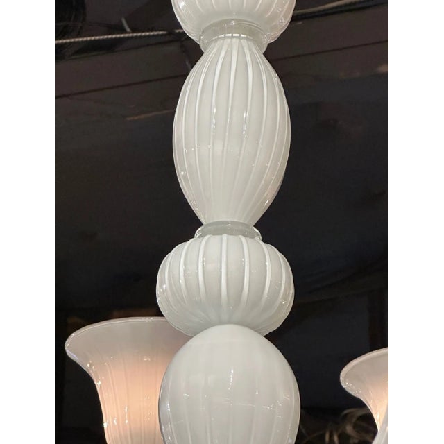 Glass Italian Murano White 12 Arm Chandelier For Sale - Image 7 of 8