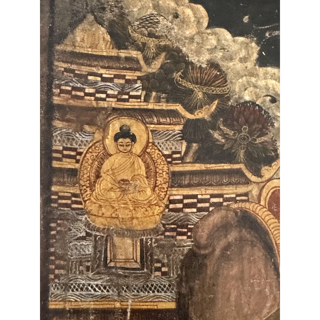 Unknown, Thangka Bhavachakra Wheel of Life Yama and Samsara, 1920s, Oil on Canvas For Sale - Image 7 of 10