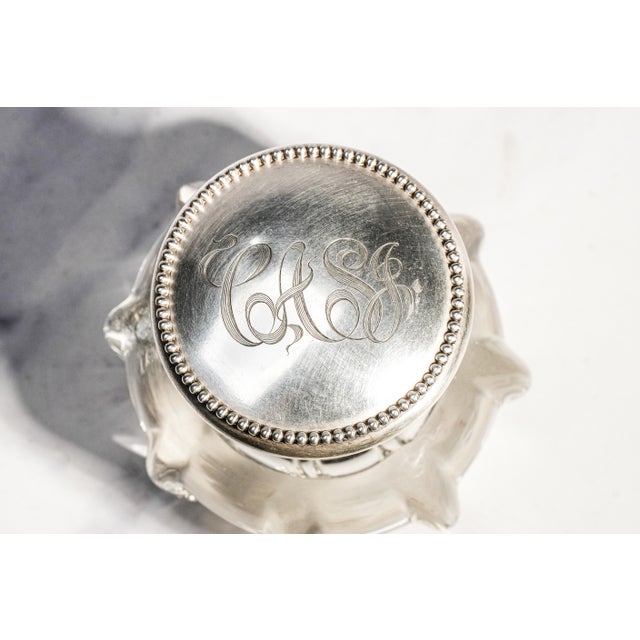 Art Nouveau Stunning Crystal Sterling Silver Antique Art Nouveau Desk Paperweight Inkwell For Sale - Image 3 of 13