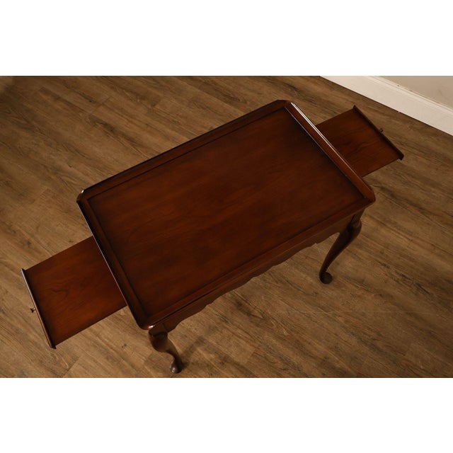 Late 20th Century Statton Queen Anne Style Cherry Tea Table For Sale - Image 5 of 18