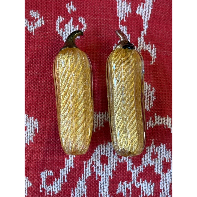Barovier & Toso Italian Murano Art Glass Zucchini Sculptures, Set of Two For Sale - Image 4 of 10