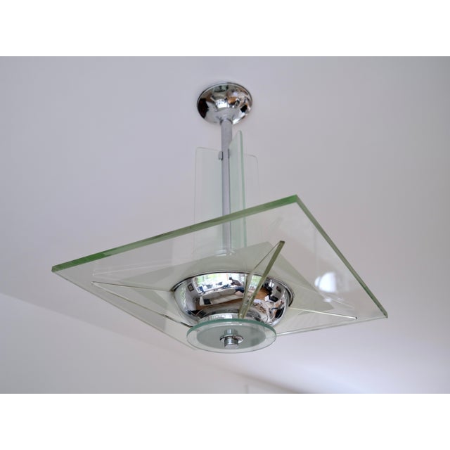 Art Deco Ceiling Lamp with Thick Glass Plate, 1930s For Sale - Image 9 of 12