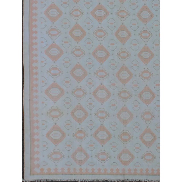 Indian Mid 20th Century Large Vintage Cotton Dhurrie With Pastel Colors For Sale - Image 3 of 8
