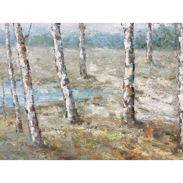 Wood Impressionistic Landscape Original Oil Painting For Sale - Image 7 of 12