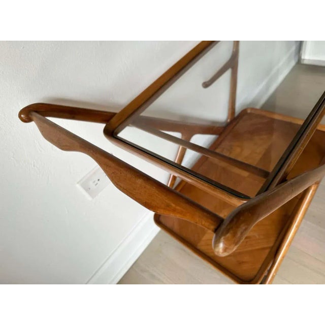 Vintage Walnut Cesare Lacca Tea Trolley Cart for Cassina For Sale In Miami - Image 6 of 11