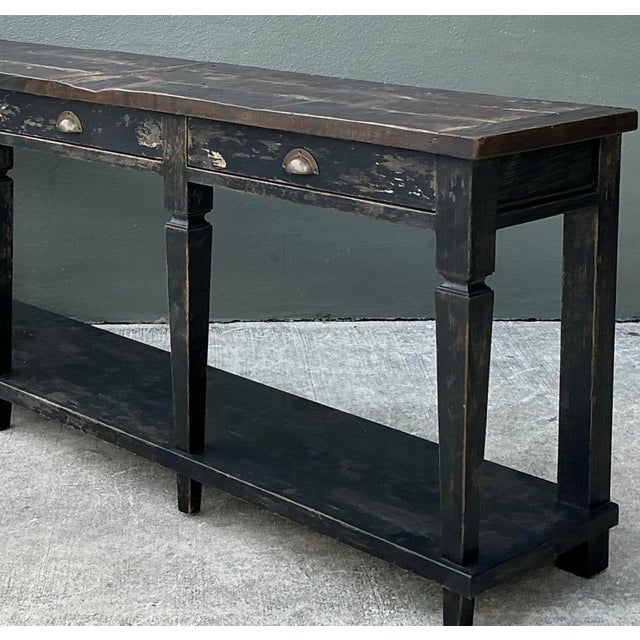 Vintage Patinated Long Console Table For Sale In West Palm - Image 6 of 13