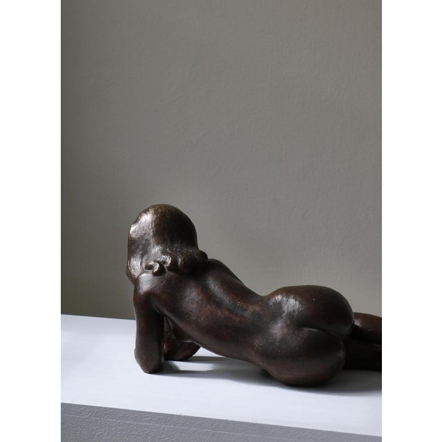 Woman Sculpture Patinated Bronze attributed to Johannes Hansen, Denmark, 1940s For Sale - Image 9 of 18
