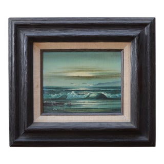 Small Signed Vintage Seascape Oil on Canvas Painting For Sale