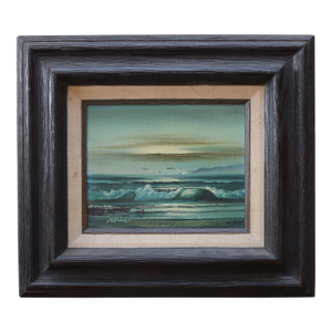 Small Signed Vintage Seascape Oil on Canvas Painting