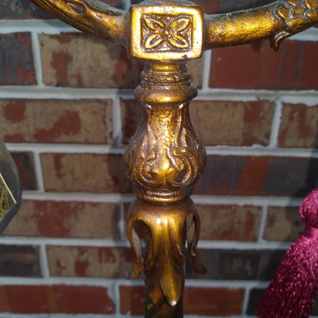 Bronze Mid Century Modern Gothic Iron Bridge Arm and Urn Floor Lamp For Sale - Image 8 of 18