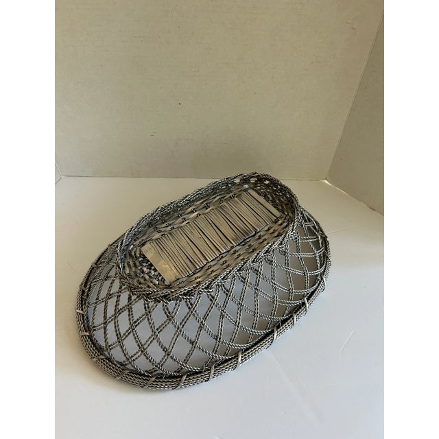 English Large Vintage Twisted Metal Silver Bread Basket For Sale - Image 3 of 5