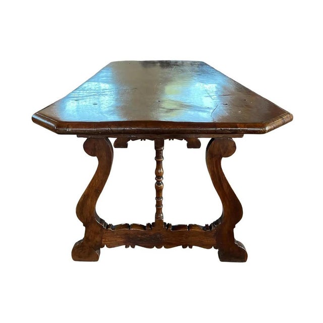 Italian Walnut Fratino Dining Table with Lyre Legs, 18th Century For Sale - Image 6 of 13