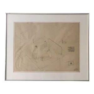 1978 Abstract Drawing by French Architect Antoine Grumbach