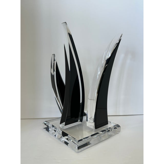 Vintage Signed David Muniz Acrylic/Lucite Sculpture Art Piece in Transparent and Black Onyx For Sale - Image 9 of 12