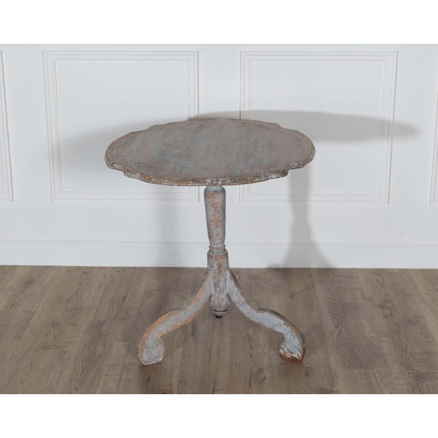 Rococo 18th Century Swedish Rococo Tilt-Top Table with Original Black Back For Sale - Image 3 of 8