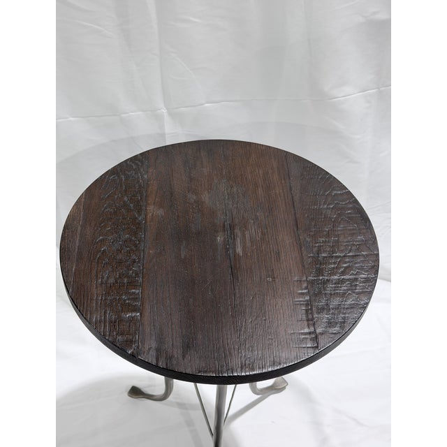 Industrial Ethan Allen Finland Burnt Umber Round Accent Table For Sale - Image 3 of 7