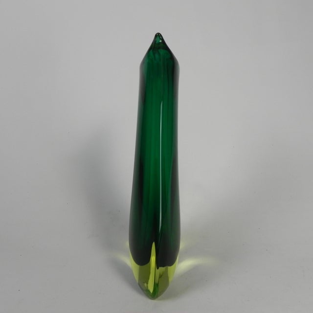 Murano Sommerso Vase in Green and Yellow-Amber Glass, 1960s For Sale - Image 4 of 15
