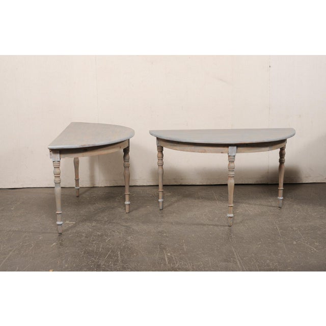 Gustavian (Swedish) Large Antique Painted Demi-Lunes From Sweden For Sale - Image 3 of 12