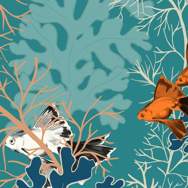 Soicher Marin Under The Sea Wallpaper in Blue - 3 Panels | Chairish
