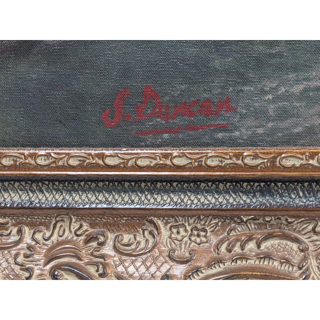 Green Late 20th Century Monumental Green Equestrian Horse Carriage Oil Painting Ornate Gilt Frame Scott Duncan For Sale - Image 8 of 18