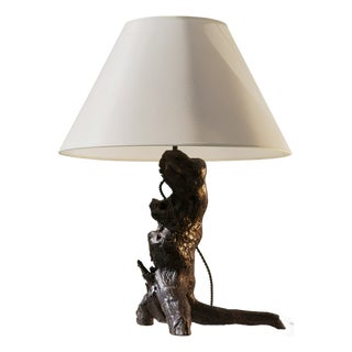 Modern Brutalist Rustic Wild Wood Table Lamp, France, 1960s For Sale