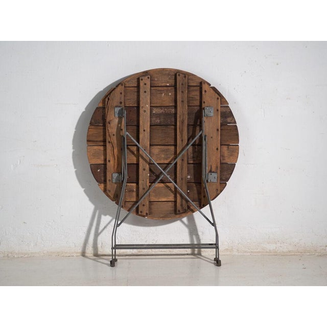 Antique Folding Garden Table in Wood and Iron, Central Europe, 1950 For Sale - Image 10 of 11