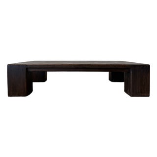 Large Reclaimed Fir Pine Beam XL Coffee Table in Dark Walnut For Sale