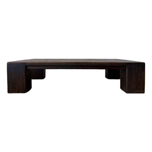 Large Reclaimed Fir Pine Beam XL Coffee Table in Dark Walnut For Sale