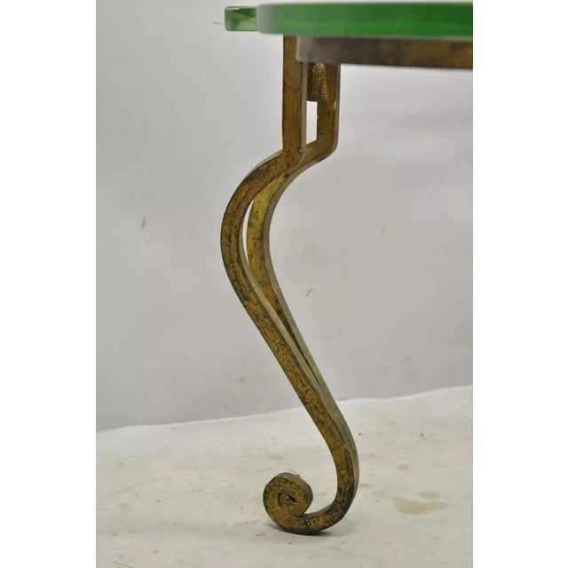 Hollywood Regency Vintage Italian Hollywood Regency Gold Gilt Iron Scalloped Glass Coffee Table For Sale - Image 3 of 12