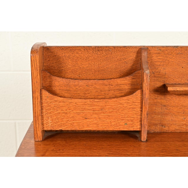 Wood Limbert Antique Mission Oak Arts & Crafts Double Desk or Partner's Desk, Circa 1910 For Sale - Image 7 of 13