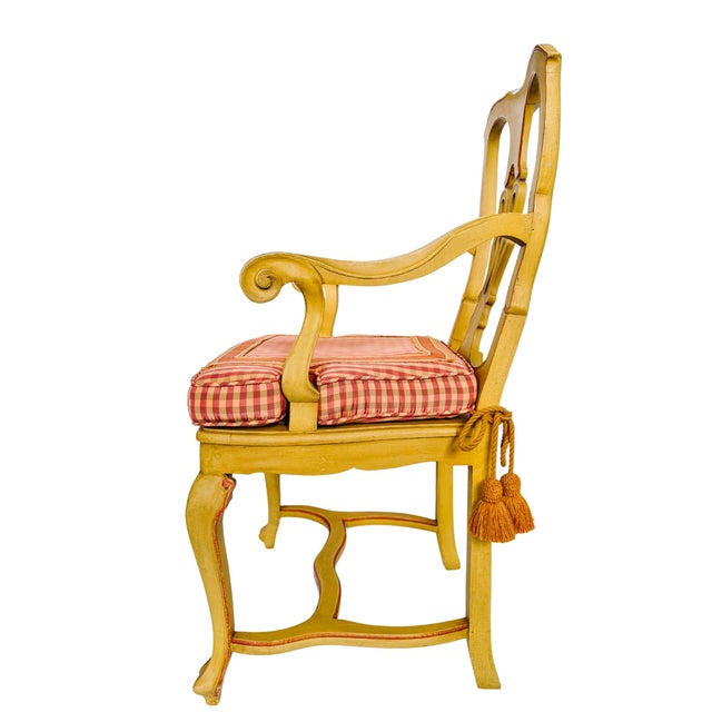 Early 20th Century Early 20th Century Venetian Rococo / Louis Revival Style Yellow Wood Upholstered Accent Side Chairs - A Pair For Sale - Image 5 of 17