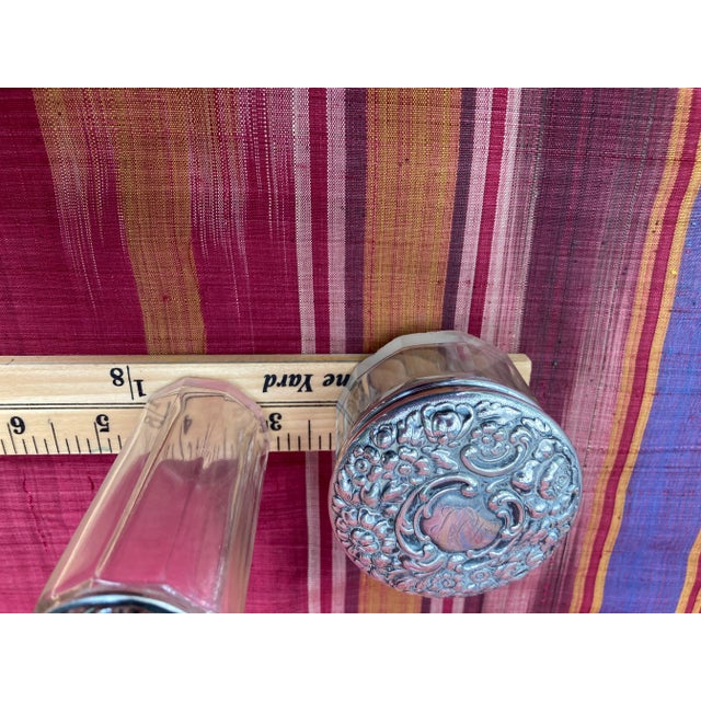 Antique Sterling &Crystal Dresser Set For Sale - Image 10 of 13