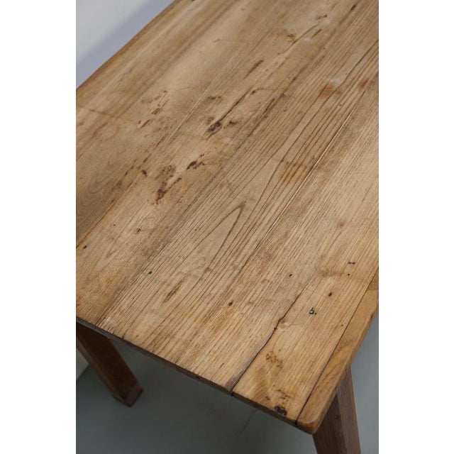 Wood Antique Early 20th Century French Rustic Elm Farmhouse Dining Table For Sale - Image 7 of 17