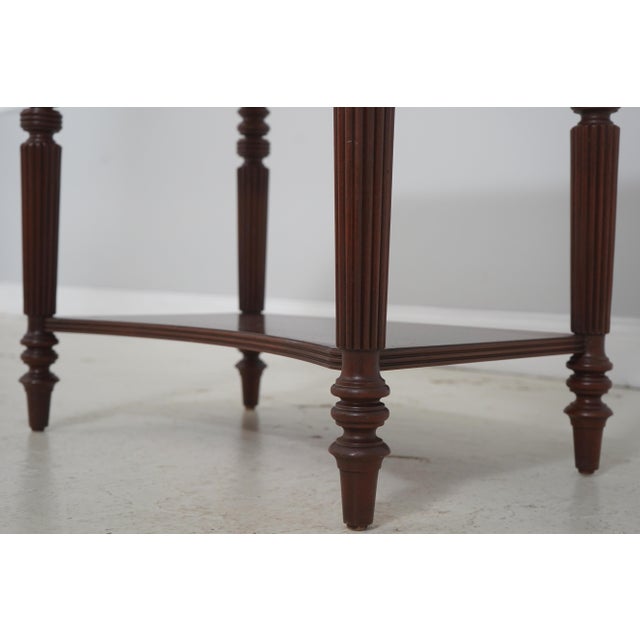 Brown Pair of Ethan Allen Mahogany Two-Tier Nightstands For Sale - Image 8 of 18