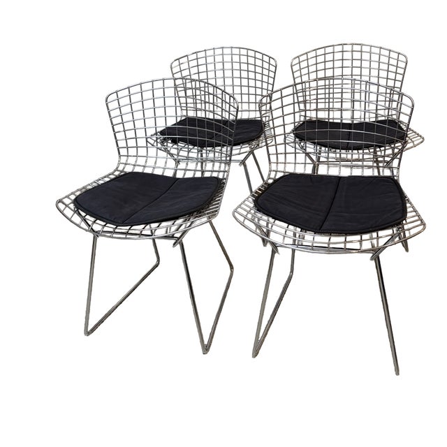 Chrome-Plated Side Chairs by Harry Bertoia for Knoll, 1970s, Set of 4 For Sale