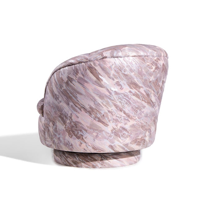 Mauve Milo Baughman for Thayer Coggin Mid Century Swivel Tilt Lounge Chairs - Pair For Sale - Image 8 of 13