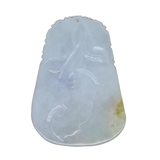 Natural Jade Chinese Rectangular Pendant Plate With Dragon and Luyi Flower Art For Sale In San Francisco - Image 6 of 7