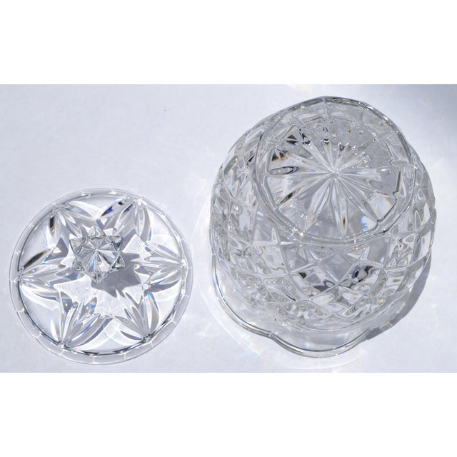 Mid 20th Century Waterford Style Boho Chic Heavy Crystal Bonbonniere Cookie Jar Bowl For Sale - Image 13 of 15