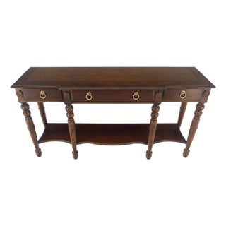 Spanish Colonial Style 3 Drawers 60" Wide Console Table Credenza Brass Pulls For Sale