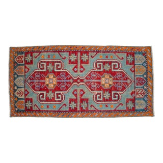1970s Vintage Turkish Rug Hand Knotted Small Rug Mat Enrty Decor Kitchen Rug For Sale