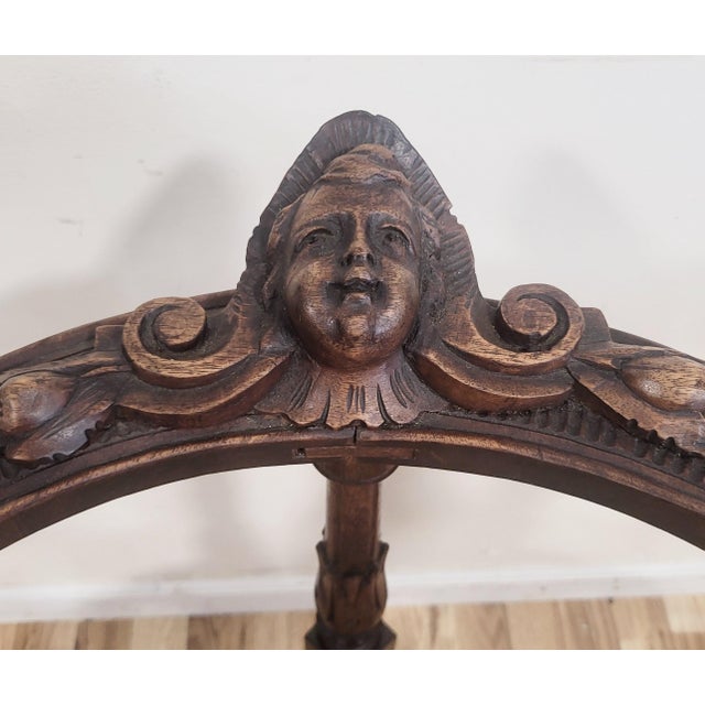 Pair Antique Italian Renaissance Angel & Griffon Carved Walnut Corner Chairs For Sale - Image 14 of 16