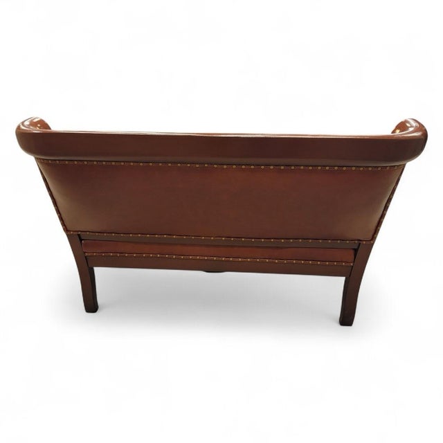 Brown Antique r.j. Horner Style Carved Winged Griffin Tufted Parlor Set Newly Restored & Reupholstered in Leather - 3 Piece Set For Sale - Image 8 of 12