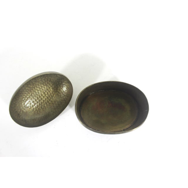 Brass Vintage Hammered Brass Box With Lid For Sale - Image 8 of 9