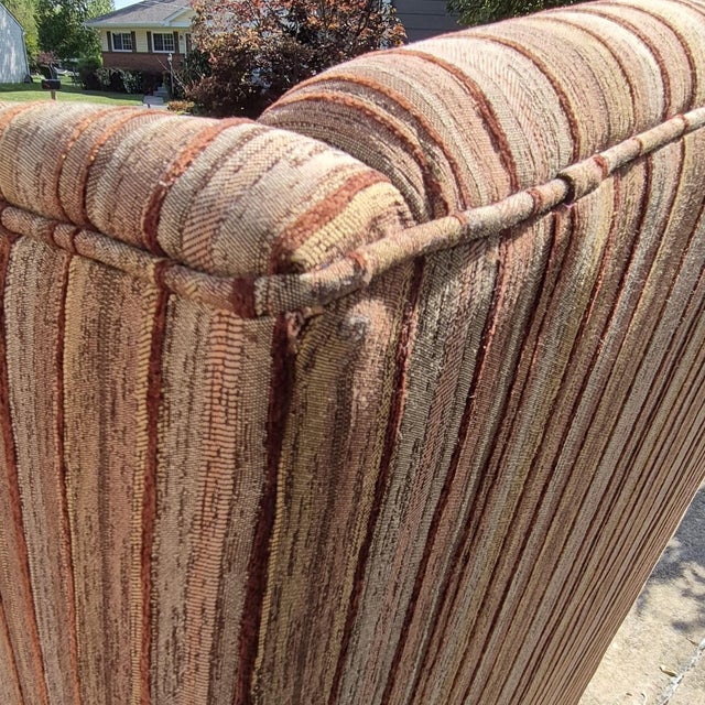 2010 Stratford Caye Transitional Striped Cocoa Brown Wingback Arm Chair For Sale - Image 12 of 13
