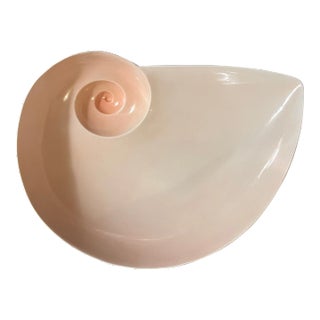 Large Nymphenburg Porcelain Pink Moon Snail Shell Bowl With White Bisque Exterior Designed by Ted Muehling For Sale