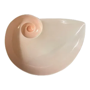 Large Nymphenburg Porcelain Pink Moon Snail Shell Bowl With White Bisque Exterior Designed by Ted Muehling