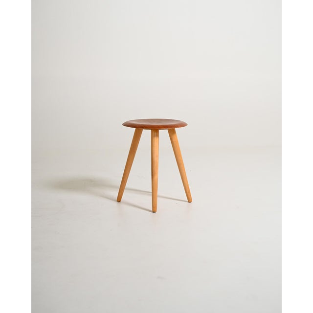 1950s Scandinavian Stool with Round Seat, 1950s For Sale - Image 5 of 5