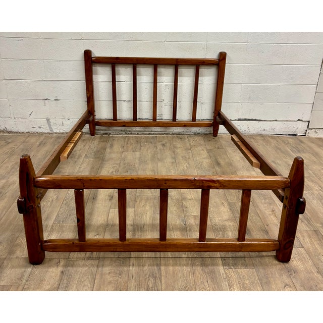 Brown Vintage Full Size Mission Arts and Crafts Rustic Style Slat Bed For Sale - Image 8 of 12