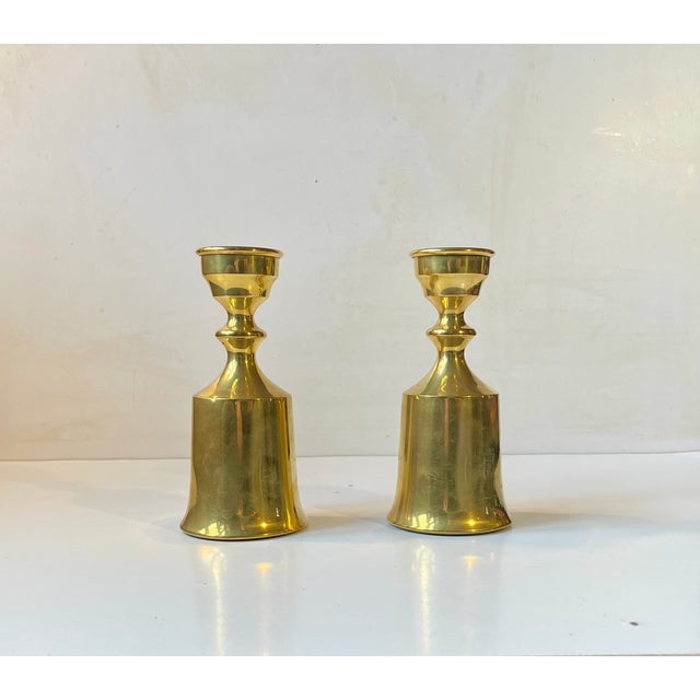 Gold Mid-Century Candlesticks in Brass from Boyes Metalkunst, 1970s, Set of 2 For Sale - Image 8 of 8